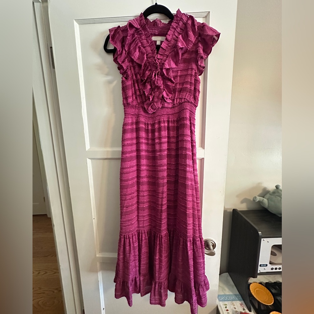 Chelsea28 Fuchsia Ruffled Dress
